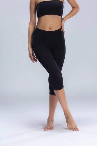 Microfiber Bermuda Leggings with Elastic Waistband